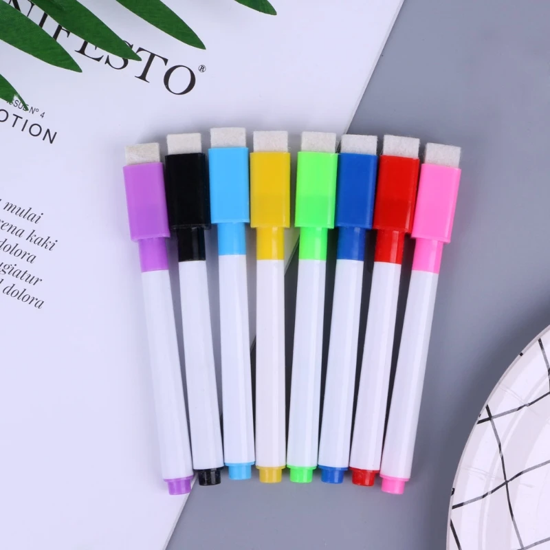 1 ชุดแม่เหล็กไวท์บอร์ดปากกา Erasable MARKER ไวท์บอร์ด 8 สีเครื่องเขียนโรงเรียน