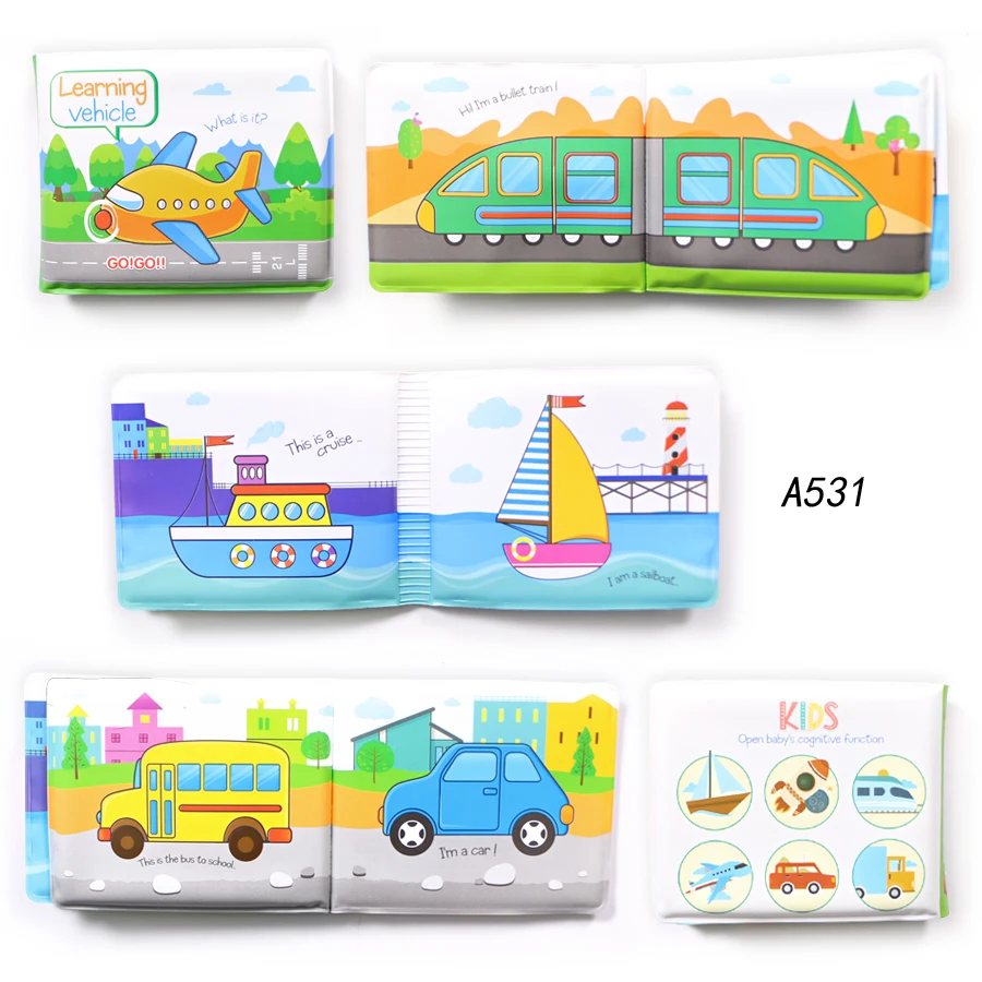 Bath Books Baby Education Cogintive Floating Toys Bathroom Bathing Toy EVA Book Waterproof With BB Whistle Cartoon Animal Toys