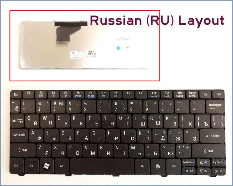 

Клавиатура новая Русская версия для ноутбука Acer Aspire One 532 AO532H 532H AO532 532G NAV50 черная