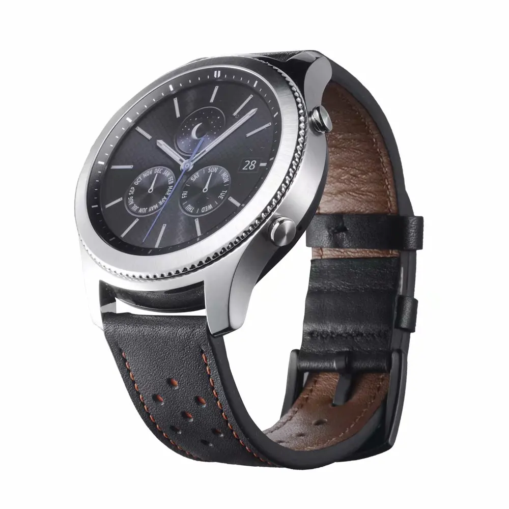 22mm Hole Genuine Leather Watch Strap for Samsung Gear S3 Band Bracelet for Xiaomi Huami Amazfit Pace Stratos 2 Amazfit 2 Band