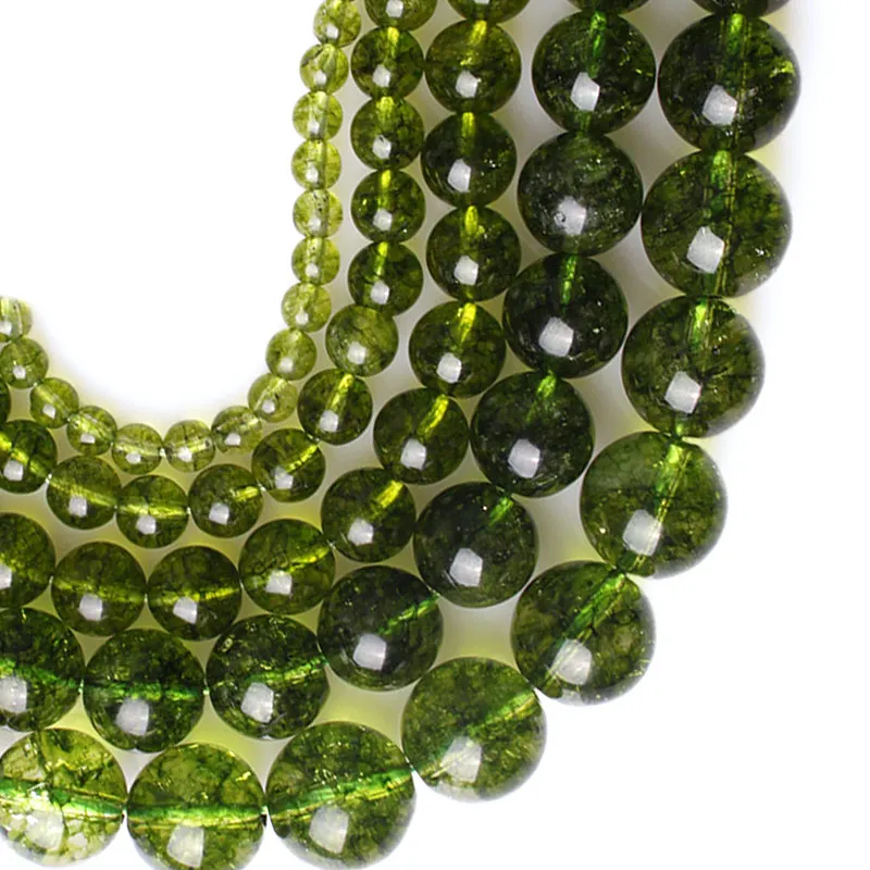 6-12mm Round Synthetic Green Peridot Beads For Jewelry Making Beads Bracelets For Women Gift 15'' Needlework DIY Beads Trinket