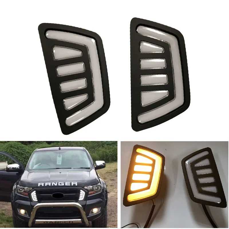 2szt/zestaw Samochodowe migające światła do jazdy dziennej LED Światła do jazdy dziennej Pasuje do FORD RANGER T7 XTL 2015-2017 drl GRILLS LAMP