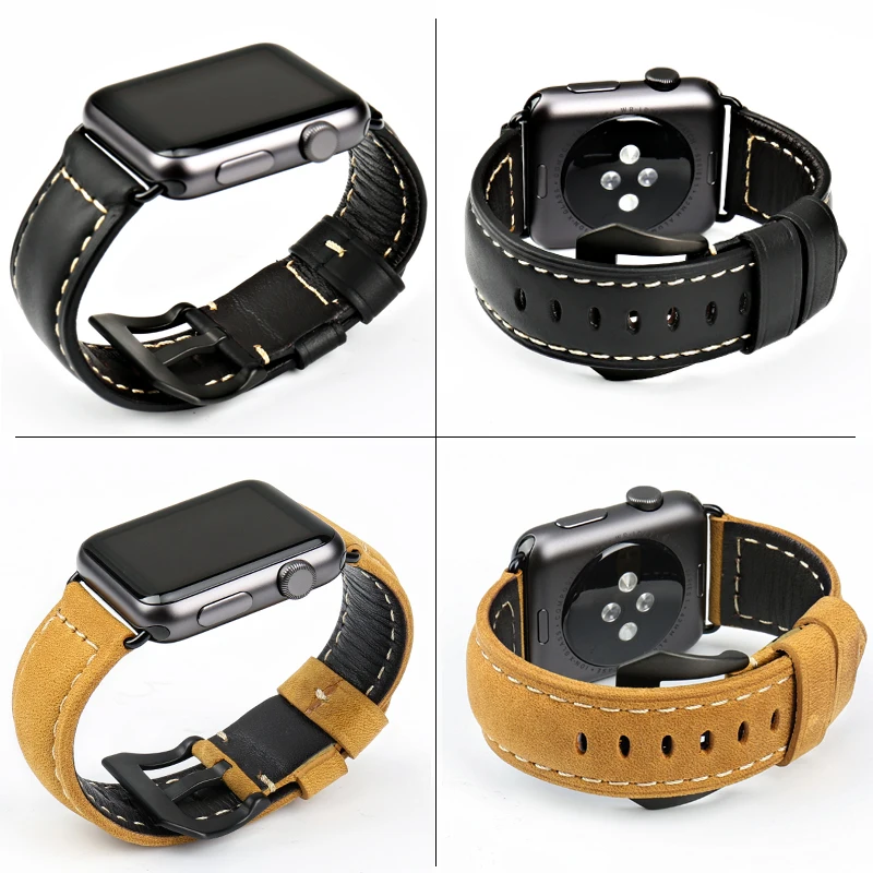 Vintage Leather Watchbands For Apple Watch Band 45mm 41mm 44mm 40mm 42mm 38mm Series 7 6 SE 5 4 3 Watch Strap