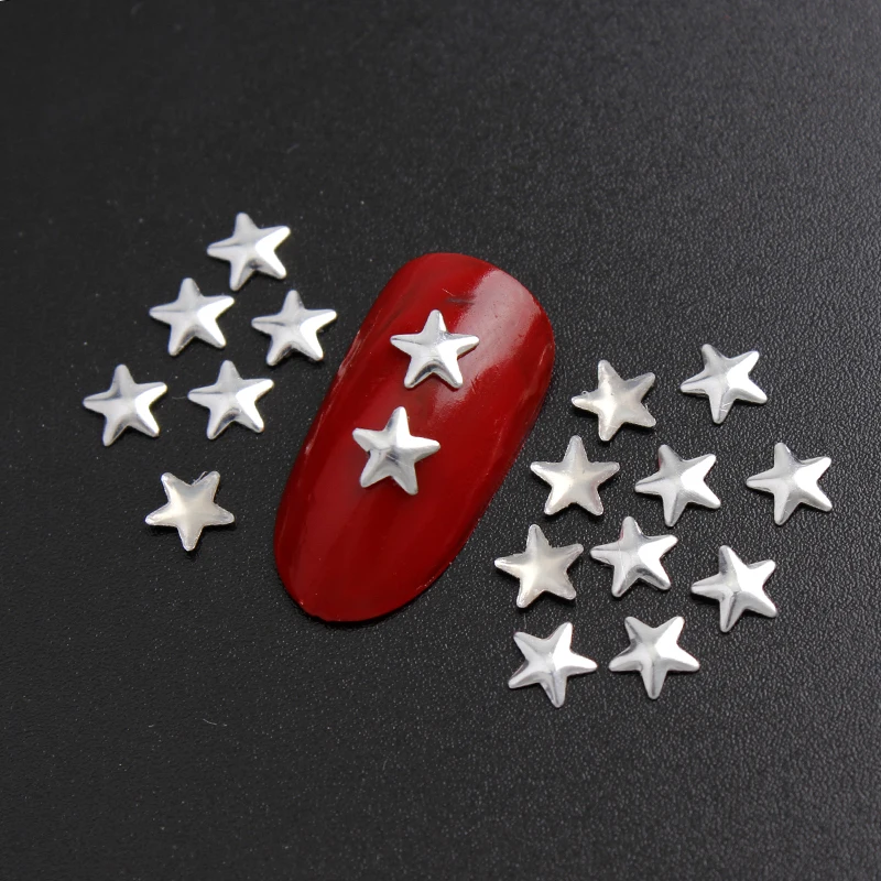 3mm/4mm/5mm Gold/Silver Five-pointed Star Hot Fix Nail Art Rivet Punk Rock Style For DIY Nail Art Decoration