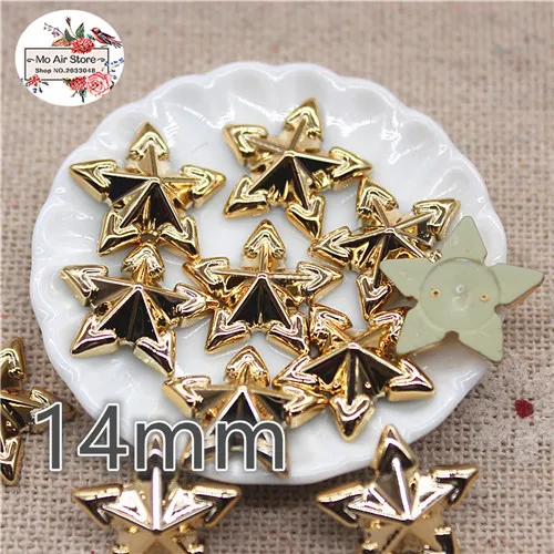 50pcs 14mm golden star Buttons Home Garden Crafts Cabochon Scrapbooking DIY Accessories craft