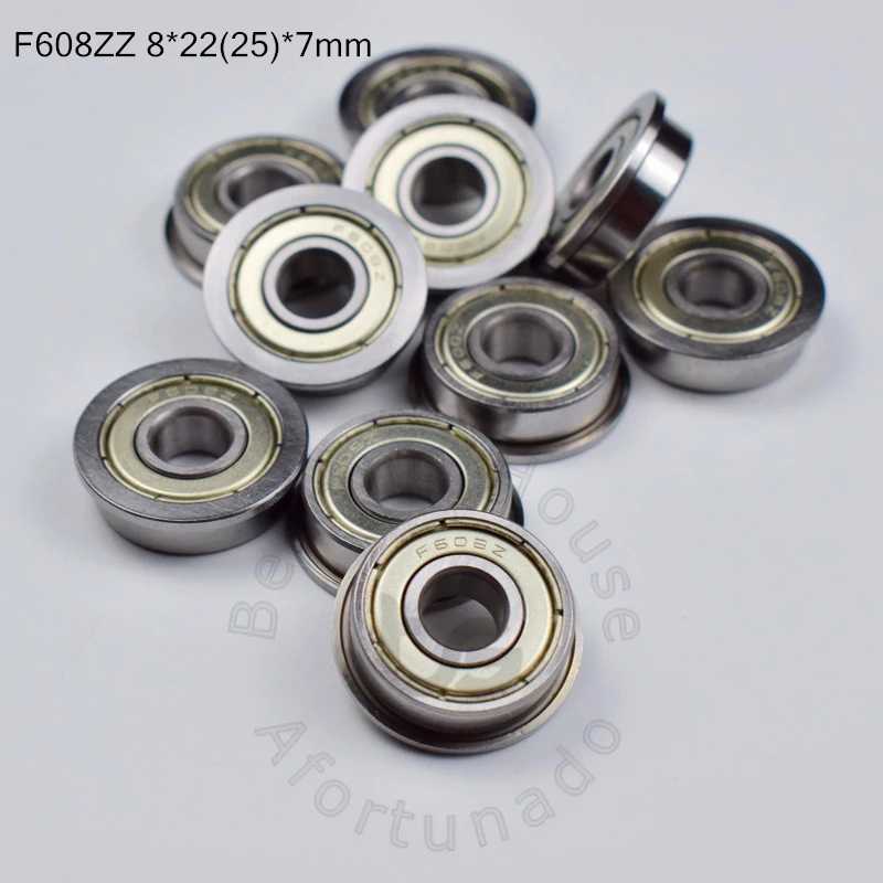 

F608ZZ 8*22(25)*7mm 10pieces bearing ABEC-5 608 Flange bearings F608 F608Z F608ZZ chrome steel bearing