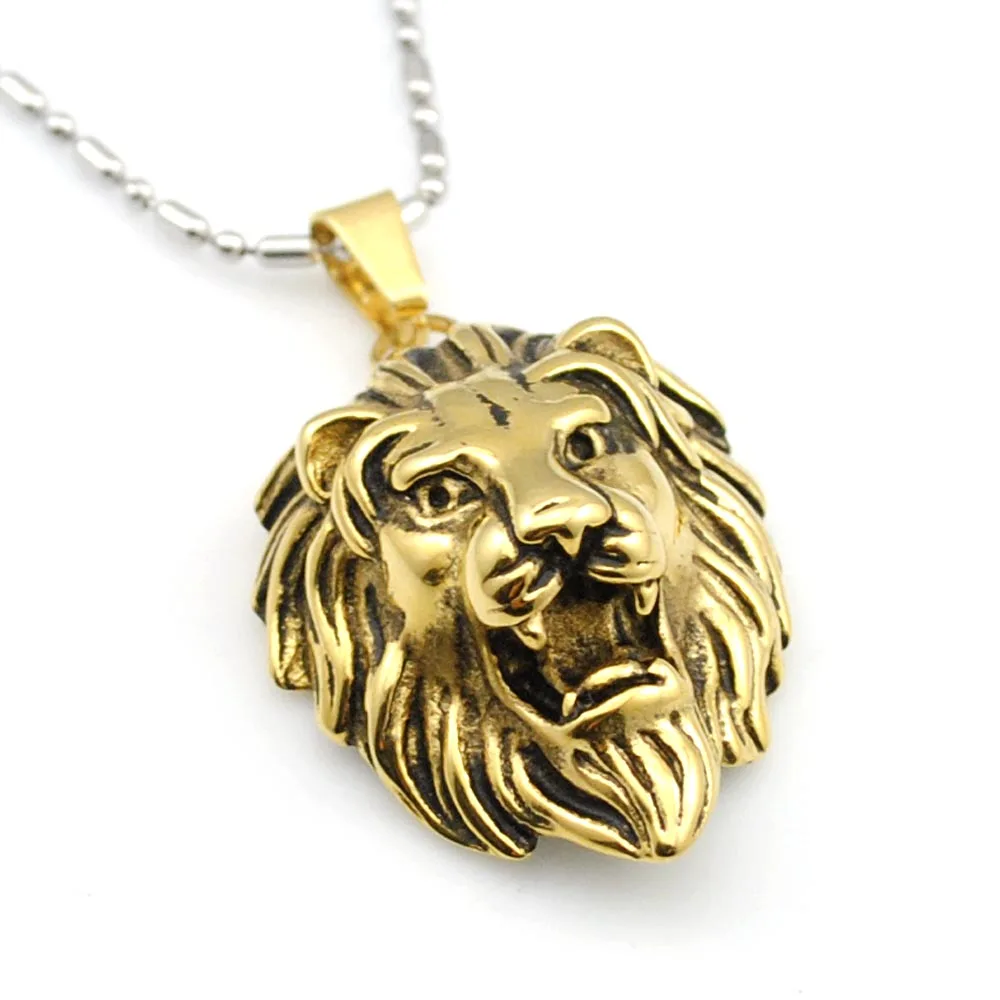 Dolaime 2024 new men's hip-hop cool lion necklace pendant stainless steel necklaces her boyfriend a gift GP1630