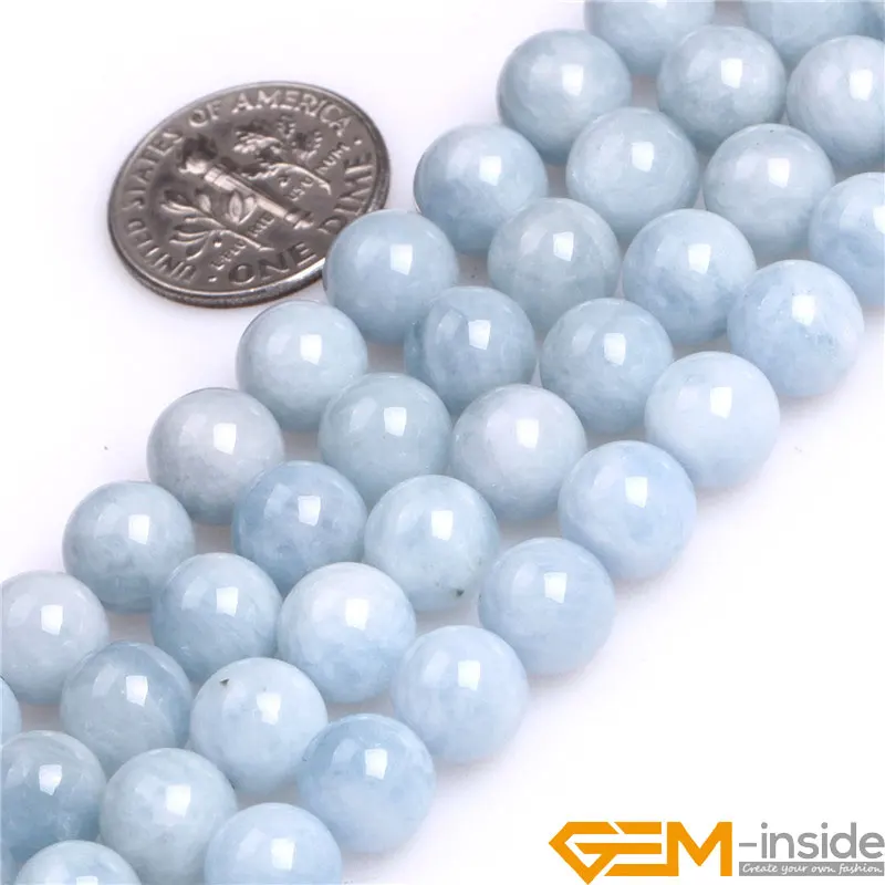 Natural Stone AA Grade Aquamarines Quartzs Round Loose Spacer Accessorries Beads For Jewelry Making Strand 15\