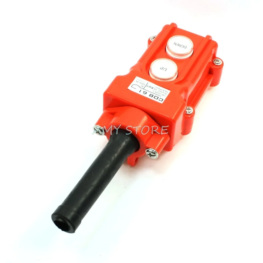 (1)Rainproof For Truck Hoist Crane Pendant Control Station Push Button Switch UP-Down COB-61 AC250V 5A