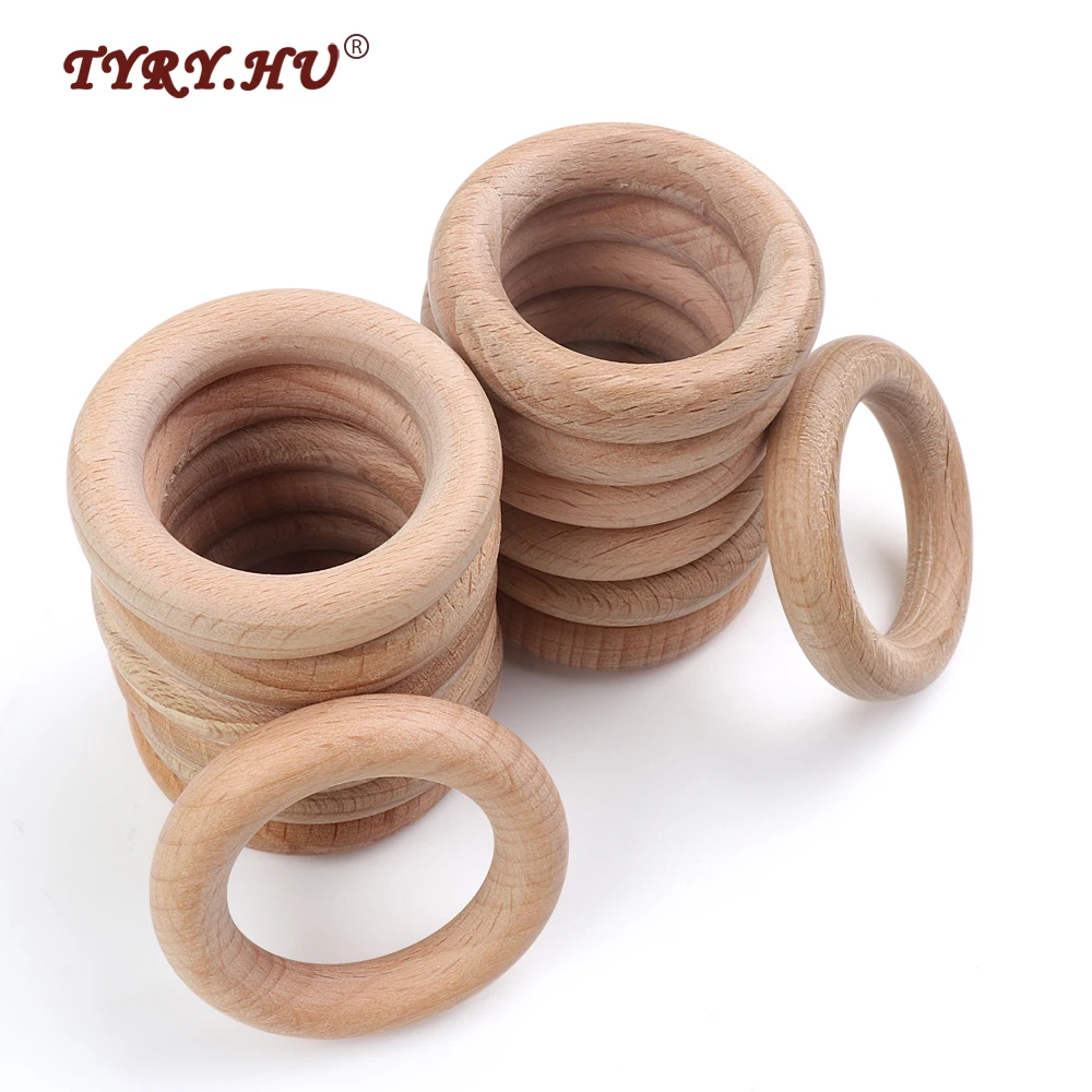 TYRY. HU Neue 10pc 40mm Buche Baby Zahnen Holz Kreis Anhänger Baby Kauen Beißring Halskette Organischen Umweltfreundliche Pflege Spielzeug