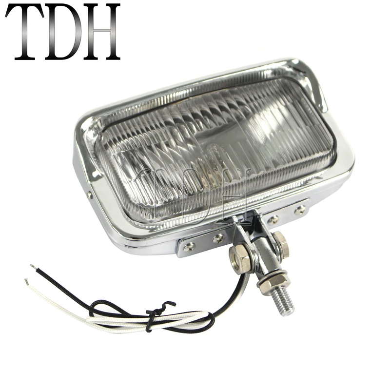 Chrome Motorcycle Rectangle Lamp Retro Headlight For Harley Chopper Bobber Scrambler Cruiser Yamaha Honda Cafe Racer