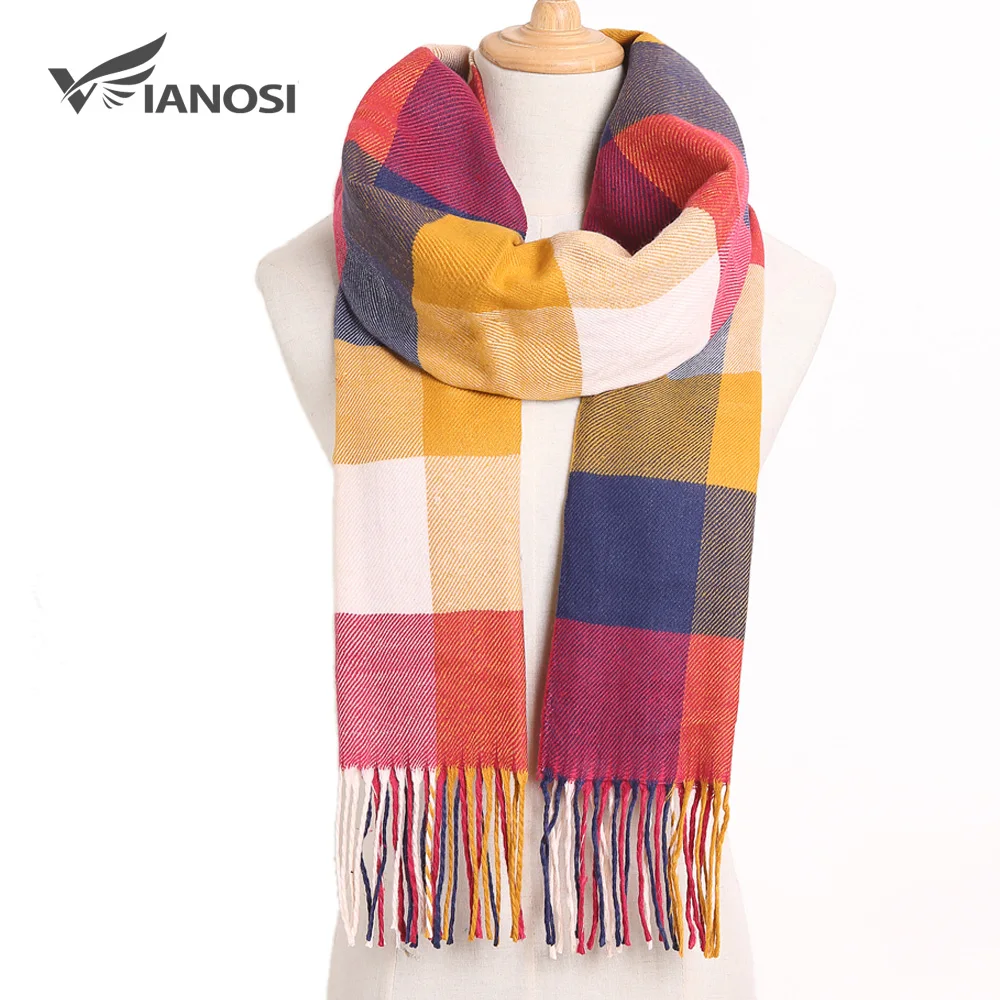 [VIANOSI] 2024 Plaid Winter Scarf Women Luxury Warm Foulard Solid Scarves Fashion Casual Scarfs Cashmere Bufandas Hombre