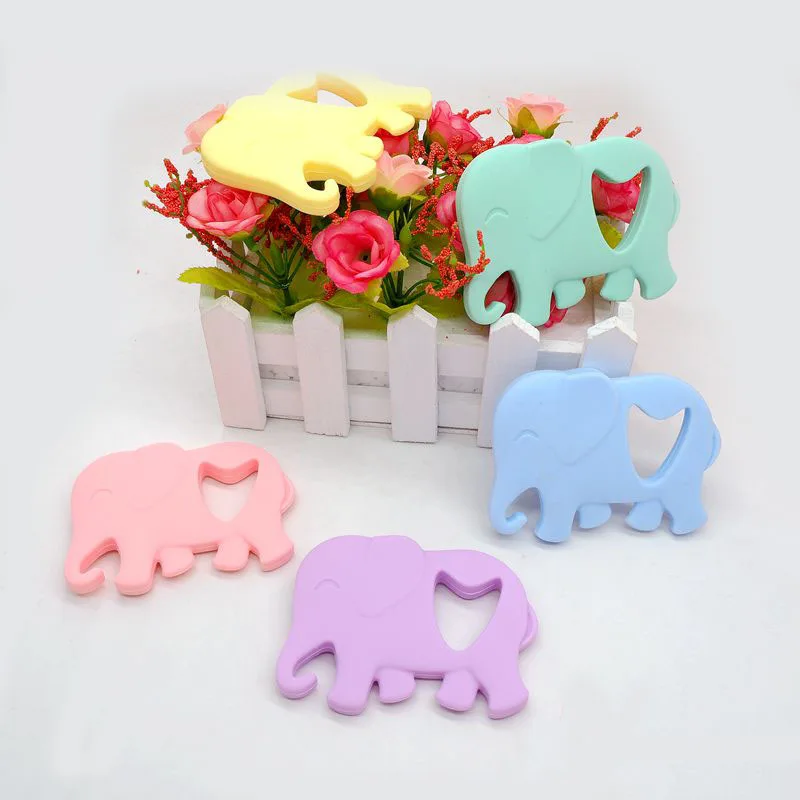 

Chenkai 10PCS BPA Free DIY Baby Shower Silicone Elephant Teether Animal Pacifier Dummy Nursing Soother Sensory toy gift part