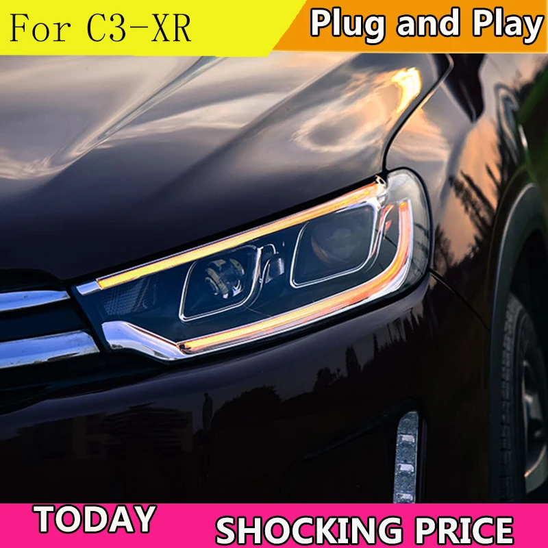 Car Styling For Citroen C3-XR headlights 2015-2017 C3-XR led headlight C3-XR headlights H7 hid Q5 Bi-Xenon Lens low beam