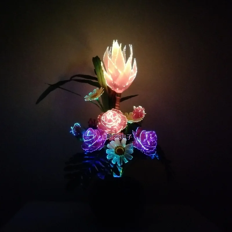 Led Artificial Silk French Rose Dragon Fruit Floral Bouquet Fake Flower Arrange Table Daisy Wedding Flowers Decor Party