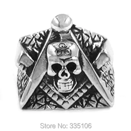 Freemason Masonic Ring Stainless Steel Jewelry Gothic Skull Motor Biker Men Biker Ring SWR0260