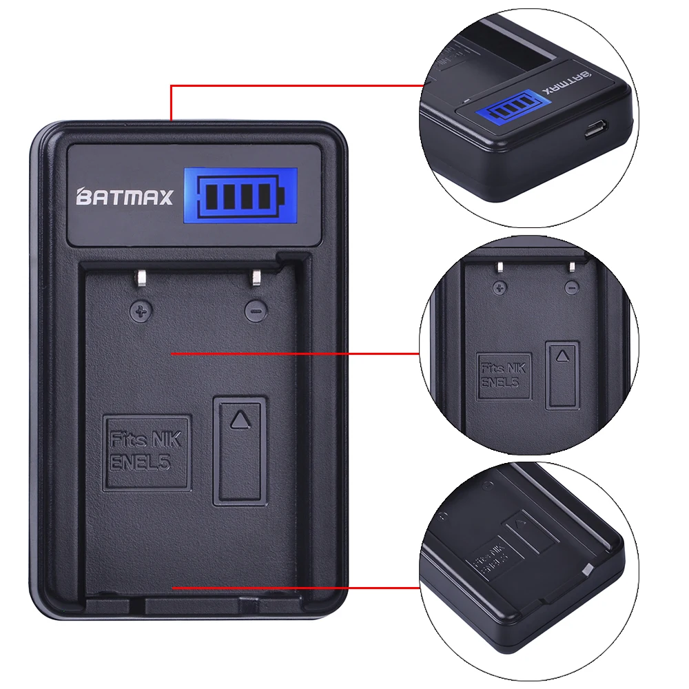 Batmax 3 EN-EL5 EN EL5 ENEL5 Pin + MÀN HÌNH LCD Củ Sạc USB dành cho MÁY Ảnh KTS NIKON Coolpix P530 P520 P510 P100 P500 p5100 P5000 P6000 P90 P80