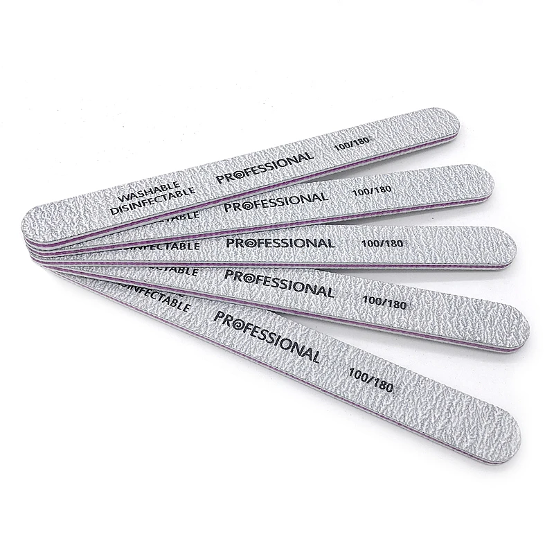 50 Pcs/lot Nail File 100/180 Professional Manicure Buffer Pedicure Files Straight Double-sided set de limas Nail Tools Wholesale