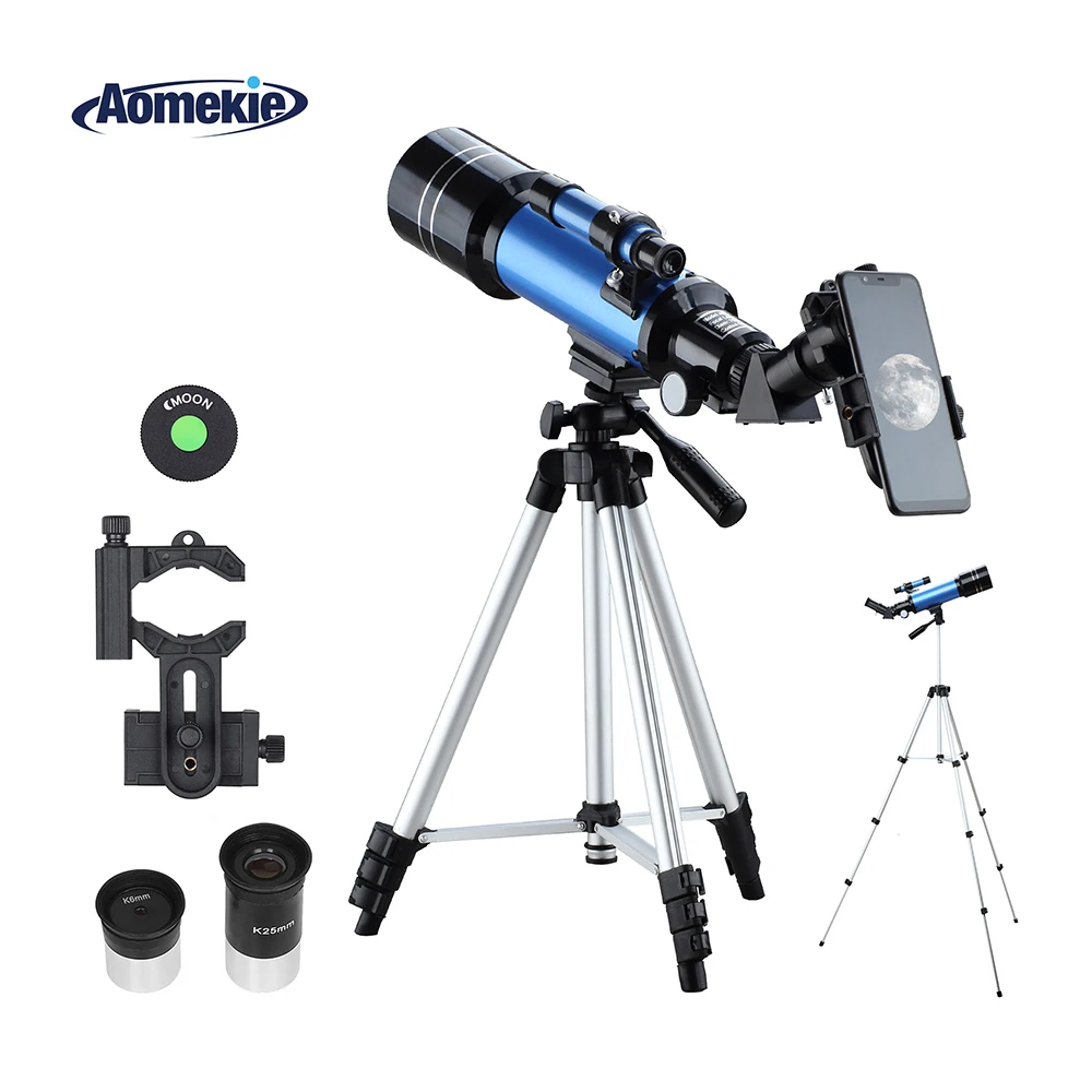 AOMEKIE 70400 Telescope for Beginner with Adjustable Tripod Phone Adapter Erect-Image Moon Watching Terrestrial Space Monocular