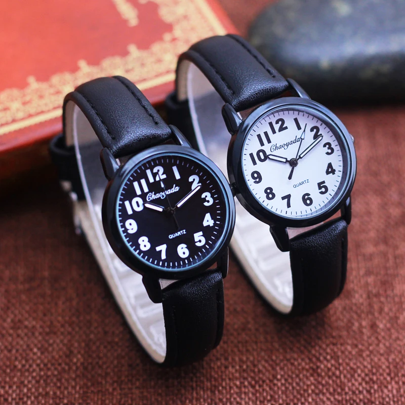 2024 chaoyada hot children students simple leather quartz watches boys girls kids cartoon gifts electronic clock montre relogio