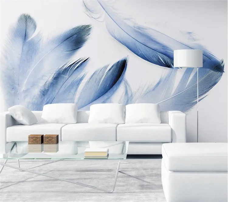 

Blue Feather Abstract Photo Wallpaper Mural Wall Paper papier peint papel de parede para quarto Wallpaper for Walls 3 d Cusstom