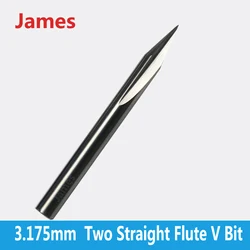 1pc 3.175mm SHK Double Flutes Straight V Engraving Tools Two Flutes Straight V Bits for Hardwood Straight V Cutting Milling