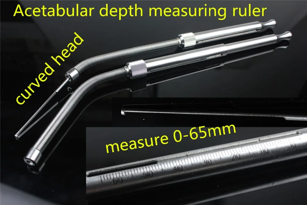 medical orthopedic instrument Acetabular depth measuring ruler hip joint substitution Depth measuring device curved 0-65mm