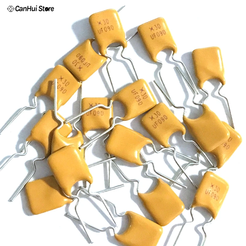 10PCS/lot Self Recovery Fuse RUEF090 UF090 30V 0.9A PPTC X30 UF090 DIP Resettable Fuse 0.9A 30V PTC Resettable Fuses