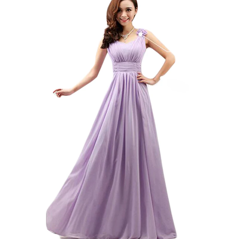 

Bridesmaid Dresses 2020 Light Purple Ruched Chiffon Long Vestido De Festa De Casamento Slim Strapless Wedding Party Dress BV34