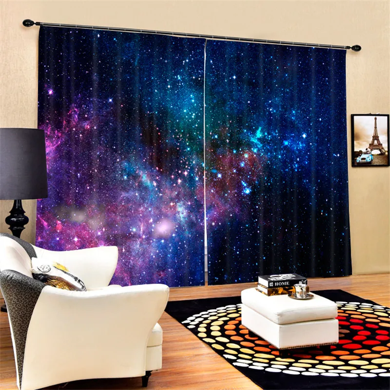 

Luxury Blackout 3D Window Curtains For Living Room office Bedroom Drapes Cortinas Rideaux Customized size The galaxy pillowcase