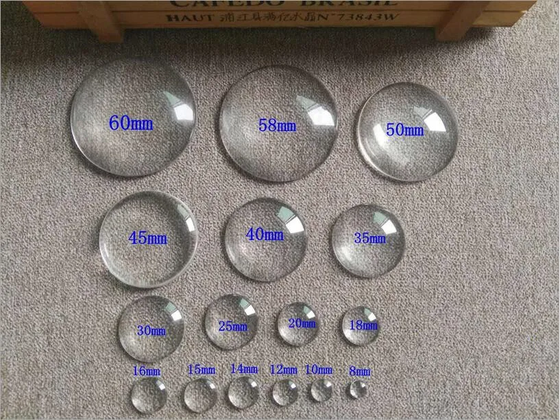 6pcs/lot Flat Back 35/40/50/60mm Transparent Clear Glass Cabochon Cameo Setting Base Set For DIY Jewery Finding Z350