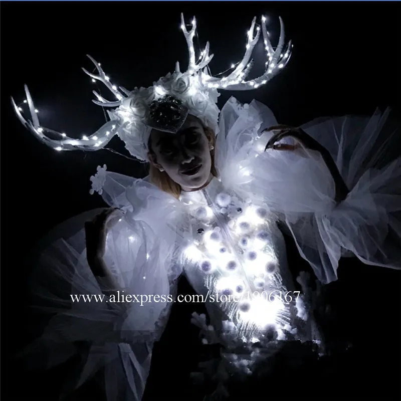 Led Light Up Sexy Lady Party Dress DS Christmas Clothing Led Luminous Performance Dance Suit Cosplay Masquerade Led Clothes