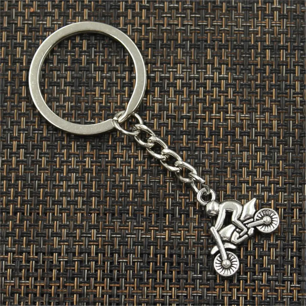 Fashion Motorcycle Motorcross Moto 21x21mm Pendant 30mm Key Chain Bronze Silver Color Men Car Gift Keychain Dropshipping