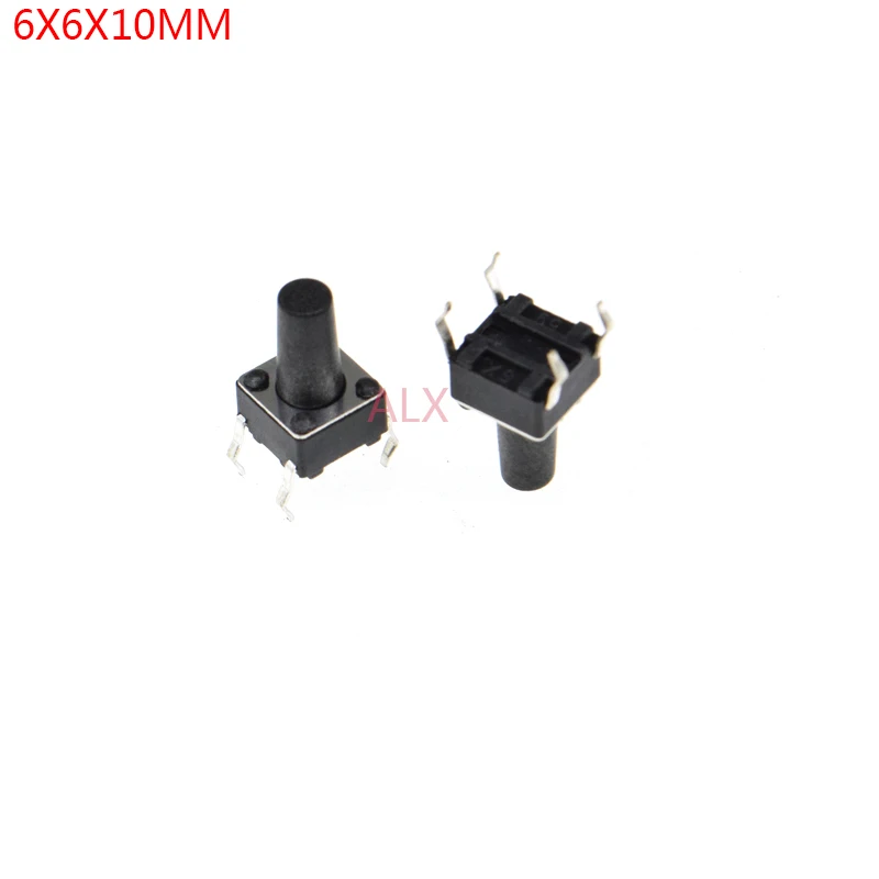 50PCS 6X6x10mm 4PIN dip TACT push button switch Micro key power tactile switches 6x6x10 6*6*10MM Light touch