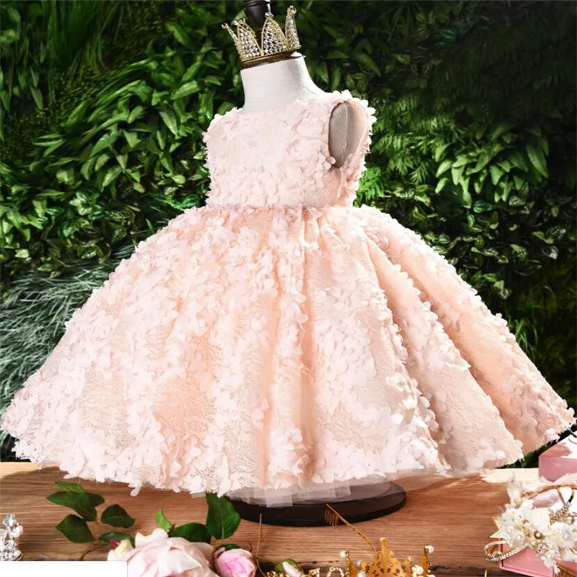 Baby Girls Dress 1st Birthday Wedding Party Princess Dress 3D Flower Lace  Kids Dresses For Girls Teenage Dresses Ball Gown