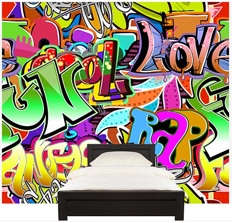 Custom papel DE parede infantil, see Graffiti mural for sitting room sofa bedroom TV wall waterproof vinyl which wallpaper