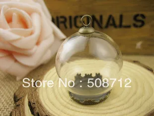 

Free shipping!GGP00026 50sets/lot 25mm Glass Globe Pendant Locket Charm opening 15mm +bronze pendant base+rings