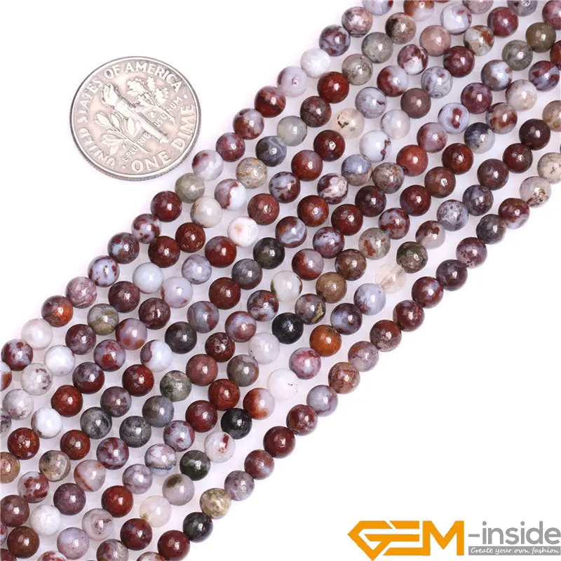 4mm 8mm Round Natural Dark Red Lighting Agates Beads Natural Stone beads DIY Loose Beads For Jewelry Making Strand 15\