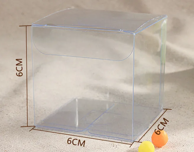 200pcs 6*6*6cm Transparent Waterproof PVC Boxes Packaging Small Plastic Clear Box Storage For Food/jewelry/Candy/Gift/cosmetics