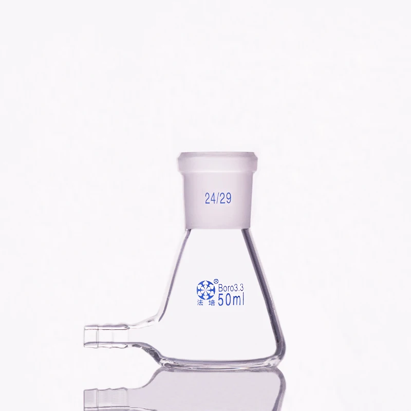 

Filtering flask with Lower tube,Capacity 50ml,Joint 24/29,Triangle flask with tubules,Lower tube conical flask