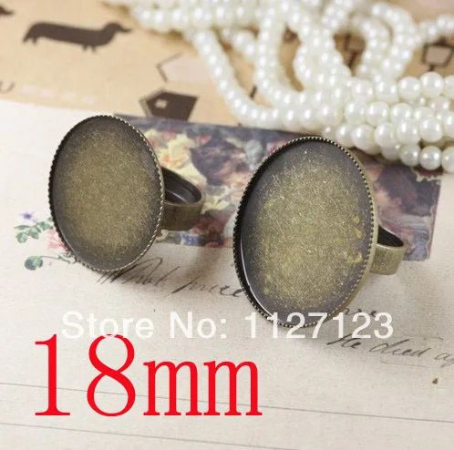 

free shipping!!!!!100Pcs 18MM bezel ring blanks, Bronze tone, wide band ring bases with a sererated setting