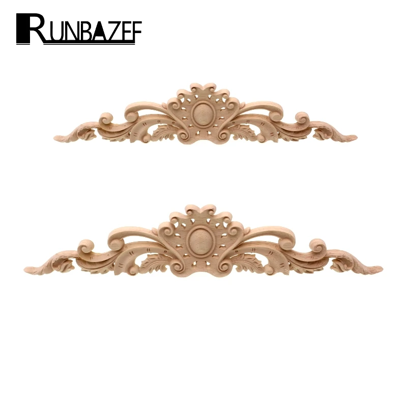 RUNBAZEF Woodcarving Decal Home Furniture Carved Applique Window Door Decor Wooden Figurines Miniatures Crafts Wood Decoration