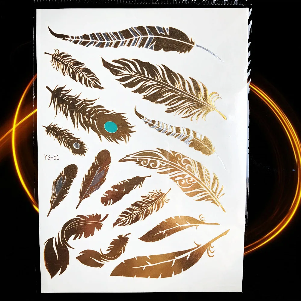 1PC Temporary Fake Tattoo Sticker Cute Dolphin Finger Tattoo Dragonfly HT148G Gold Key Metallic Spade Heart Diamond Tattoo Paper