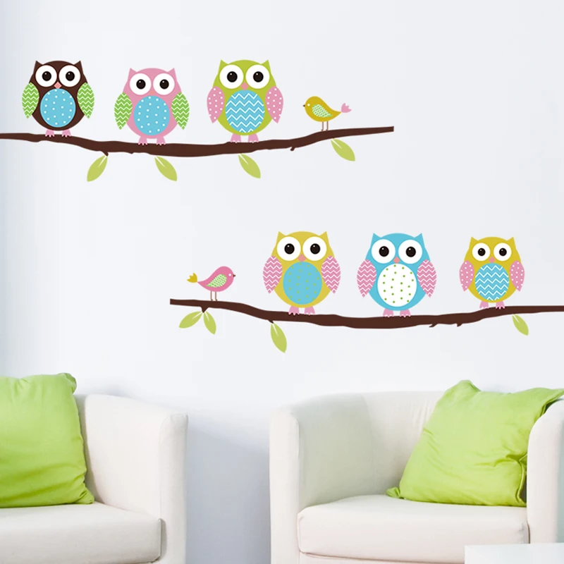 Animal Cartoon Owl Tree Vinyl Wall Sticker For Kids Rooms Home Decor Living Room Decoration Mural Decal Child Stickers Wallpaper