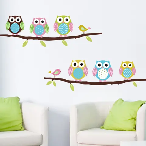 Animal Cartoon Owl Tree Vinyl Wall Sticker For Kids Rooms Home Decor Living Room Decoration Mural Decal Child Stickers Wallpaper