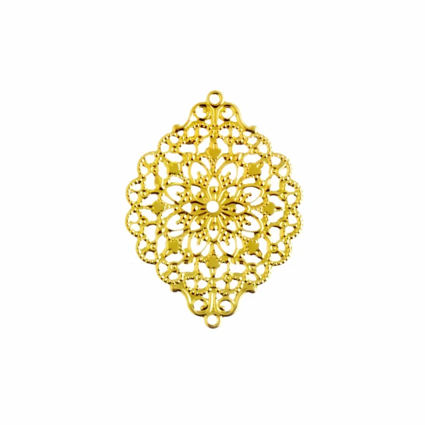 10Pcs Antique Bronze/Silver/Gold Color Filigree Wraps Connectors Metal Crafts Decoration DIY Findings 38x52mm