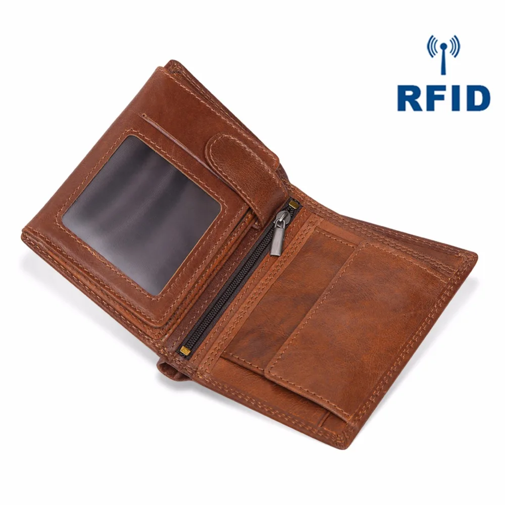 JOYIR Vintage Genuine Leather Wallet Men Coin Purse Male Portomonee Wallet Money Credit Card Holder Rfid Walet Leather For Men