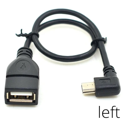 20cm Mini USB Male to USB 2.0 a Female OTG Cable Adapter Left Right up down Angle for Tablet PC GPS Car DVD