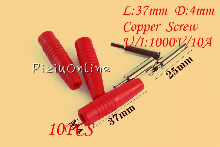 

10PCS YT211 High quality Red 4 mm banana plug copper 1000V/10A banana jack Free Shipping