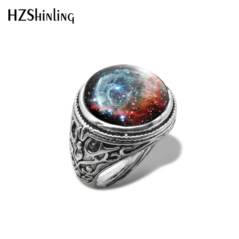 Anillo Vintage de galaxia Nebulosa de Orión, anillos del universo espacial, joyería artesanal a mano, joyería de cabujón de cristal, novedad de 2019